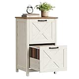 VASAGLE File Cabinet, 2-Drawer Filing Cabinet for Home Office, Modern Farmhouse, Adjustable Hanging Rail for A4 Letter Files, Printer Stand, Study Bedroom, Rustic White and Honey Brown UOFC086WJ02S
