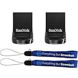 SanDisk Two Pack Ultra Fit USB 3.2 16GB Type A Flash Drive Compatible with Laptops and Computers SDCZ430-016G-G46 - Bundle with (2) Everything But Stromboli Lanyards