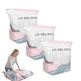 Upgraded Large Capacity No-Pump Vacuum Storage Bags for Home & Travel, Quick Press & Seal Cube Compression, Keeps Clothes & Blankets Dry, Ideal for Organized Living (3, M-19.6 * 27.5)