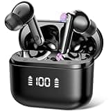 Wireless Earbuds Bluetooth 5.4 Headphones 48H Playback Deep Bass Stereo Ear Buds with HD Mic LED Display in Ear Earphones IP7 Waterproof Earbuds for Laptop Pad Android/iOS Phones Sports Workout Black