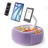 LULULOOK Tablet Pillow Stand, Compatible with iPad, iPhone and 4.7-14.6”Tablet, 360° Adjustable Kindle Pillow Stand for Bed with Ultra Fluffy Fabric & Snack Bowl (Velvety Purple)