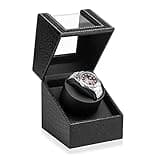 Efaithtek Automatic Single Watch Winder in Black Crocodile Pattern Leather with Japanese Quiet Motor,AC Adapter or Battery Powered