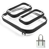 Fevbcnrj Clear Zipper Pouches Compatible with Yeti Camino, 3 Pcs Hard Shell Plastic Clear Organizer Bag, Toiletry Bag for Travel Makeup, Portable, Easy to Clean, Dual Zipper Design, Black