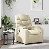 KHNLGFR Cream Faux Leather Massage Recliner Chair with 6-Point Vibration, Manual Reclining Armchair, Dual Cup Holders, Side Pocket, and Sturdy Plywood Frame, Supports 242.5 lbs