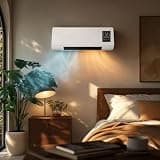 Wall Mounted Air Conditioner Heater Combo, 2-in-1 Cooling & Heating Fan, Quiet Mini AC Unit for Small Room Bedroom Office Bathroom, Portable Wall Space Heater