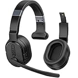 COSMUSIS Trucker Bluetooth Headset, Wireless Headsets with Noise Cancelling Microphone, Long Battery Life Bluetooth Headphones with Detachable Earpad/Single+Dual Mode for Office/Driving/Home