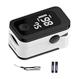 Berrcom Fingertip Pulse Oximeter, Blood Oxygen Saturation Monitor with Accurate SpO2 & Pulse Rate & Fast Readings, LED Display, Portable with Includes Batteries & Lanyard (Black)