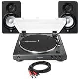 Audio-Technica AT-LP60XBT-BK Bluetooth Turntable Bundle with Yamaha HS5 Studio Monitors and Hosa Dual RCA to 1/4-Inch Cable — Belt-Drive Vinyl Record Player for Home Listening and Audiophile Setups