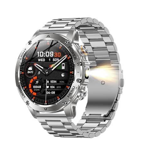 KPEP Smart Watches for Men (Answer/Make Call) - 1.71" HD Military Smartwatch, 100+ Days Extra Long Battery Life Fitness Tracker, LED Flashlight/Blood Oxygen/Sleep Monitoring/100+Sports - Android iOS