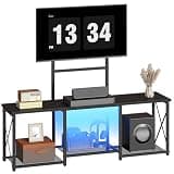 HOOBRO LED TV Stand with Mount, Entertainment Center with Open Shelves for 50 Inch TV, TV Console Table for Living Room, Bedroom, Black BB126DDS01