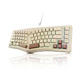 7KEYS Wired Ergonomic Keyboard, Compact Mini Split Keyboard 69 Keys, 14+ RGB Backlight, Detachable USB Type-C Cable, Natural and Comfortable Typing for Desktop PC Laptop Windows MAC (Retro Beige)