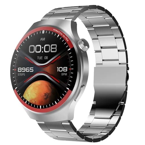 Pro+ Smartwatch, 1.52 Inch Round Display, Bluetooth Calling, Heart Rate and Blood Oxygen Monitor, Step Tracker, Steel Band (Silver)