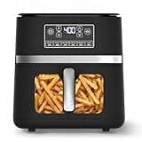 5.5 Qt Digital Air Fryer, 7-in-1 Small Airfryer With LED Screen, Black- Dimesnions (L X W X H): 13.3 X 10.23 X 11.02 Inches, Lightweight, Compact Design With Nonstick, Dishwasher-safe