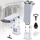 MOMOKOVA Standing Garment Steamer with Dry Ironing, 2000W Powerful Steamer for Clothes with with Flat & Slant & Hanging Iron Options,3 Steam Modes, 25s Fast Heat-Up, 2.2L Water Tank (White-Gold)