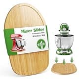 GuanQiao Food-Grade Bamboo Slider for KitchenAid 4.5-5 Qt Tilt Head Stand Mixer, Appliance Sliding Mat for Kitchenaid Artisan, Kitchen Countertop Storage Accessories Mixer Moving Tray Attachments