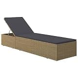 TUERYAFEK Adjustable Brown Rattan Sunlounger with Removable Cushion, Foldable Outdoor Sunlounger in Brown and Dark Grey, Durable PE Rattan with Powder-Coated Steel Frame for Garden Patio