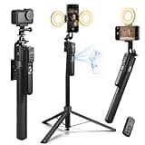 K&F CONCEPT 71“ Auto Face Tracking Tripod, 360° Rotation Selfie Stick with 2 Fill Lights, Gesture Remote Control for Vlogging, Live Streaming Video Recording, Compatible with iPhone Android Pocket 4/3