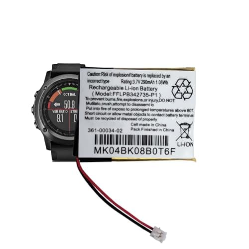 Pattaya 361-00034-02 Battery Replacement for Garmi n Feni x 3 and Feni x 3 HR Fitness GPS Smartwatch