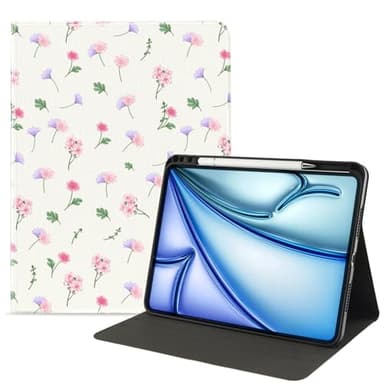 JOYLAND Floral Case for iPad 10th Generation Case (2022),Cute Flowers and Leaves Pattern Anti-Scratch Shockproof Premium Folio Stand Case with Pencil Holder,for iPad 10.9 Inch Case
