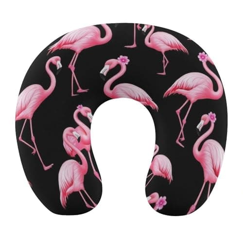100% BLUE COLLAR Pink Flamingos Lovers (1) U Shape Memory Foam Pillows Comfortable Neck Pillows for Sleeping Travel Head Support Soft Pillow