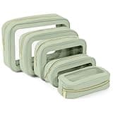 YOPCDJ 5PCS Diaper Bag Organizer Pouch Set, TSA Approved Toiletry Bag,Clear Waterproof TPU Makeup Bag Set Travel Organizer Bags for Women and Kids