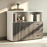 YCZYCZ Lateral File Cabinet with Lock, Metal Office Storage Cabinet, 2 Drawer Lateral File Cabinets for Home Office, A4 Letter Size, Heavy Duty Steel Filing Cabinet for Documents Storage