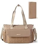 Marscamd Diaper Bag Tote with Changing Pad, Large Crossbody Baby Bag, Camel