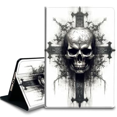 Bxgolkgd Tablet Case for iPad Air 13 inch (M2/M3),iPad Pro 12.9 Inch (6th/5th/4th/3rd Generation),Shockproof Stand Cover with Heat Dissipation,Auto Wake/Sleep Function,Cross Skull