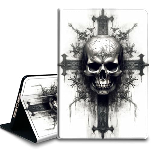 Bxgolkgd Tablet Case for iPad Air 13 inch (M2/M3),iPad Pro 12.9 Inch (6th/5th/4th/3rd Generation),Shockproof Stand Cover with Heat Dissipation,Auto Wake/Sleep Function,Cross Skull