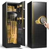 10-12 Gun Safes, Rifle Safe with Digital Keypad, Gun Cabinet with Silent & Alarm Mode, Gun Cabinets for Rifles and Shotguns with Assembly Required for Home and Garage,14.96"D x 17.71"W x 51.96"H