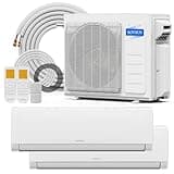 ROVSUN 2 Zone 20000 BTU (12K/12K) Mini Split AC/Heating System, 23 SEER2 Dual Zone Ductless Wall Mounted Air Conditioner with Pre-Charged Condenser, Heat Pump & 25Ft Line Set, 208-230V