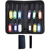 12 Slots Key Organizer Case with ID Tags, Waterproof Fireproof Coated Fiberglass Binder for Home and Office, Portable Zippered Security Key Holder for Business, 10 x 10 in, Black