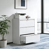 Calivox Lateral File Cabinet, 3-Drawer Metal Filing Cabinet with Lock, 35.4 Inch Wide Office Storage Cabinet for Letter Legal A4 Files, Anti-Tip Interlock