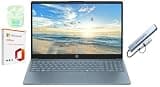 HP 15.6" Business Laptop with 1-Year Microsoft Office 365 with Copliot AI, 16GB RAM 128GB SSD, Quad-Cores Intel Processor, Windows 11, PLUSERA Earphones & 8-in-1 Hub Included, Moonlight Blue