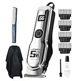 Cordless Hair Clippers for Men - Professional Hair Trimmer with LCD Display, Rechargeable Electric Beard Trimmer, Stainless Steel Blade Hairs Cutting Grooming Tool for Bald Head, Home Salon Travel