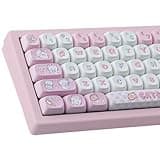 TYRIXKI PBT Cute Kitty-cat Keycaps Set 140 Keys Dye-Sublimation MOA Profile Keycaps for Cherry Gateron MX Swithes Mechanical Keyboards
