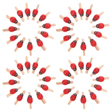 MUSISALY 150pcs Mini Ladybug Wooden Photo Clips for Crafts and DIY, Small Natural Wood Pegs for Room Decor and Memo Holding