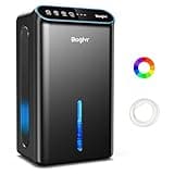 Dehumidifier for Home up to 1000 sq.ft, 98oz Small Quiet Dehumidifier with Drain Hose, 3 Timer Modes, Auto Shut Off, Aromatherapy & 7 Color Light for Bedroom, Bathroom, Basement (Black)