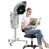 BAIODNB 700W Professional Salon Hair Steamer, Micro Mist Hair Dryer Hooded 7 Color Light, Standing Hair Dryer for Hair Coloring Oil Baking Ozone Cold Fog Hair Care Repair (White)