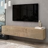 Floating TV Stand Wall Mounted for 65"–80" TVs, Modern Floating Entertainment Center with Cable Management, Wall Mount TV Stand with Storage, Mounted TV Console for Living Room