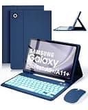 7 Colors Backlit Keyboard Case with Mouse for Samsung Galaxy Tab 11 inch A11 Plus & A9 Plus, Dechatable Keyboard Case, Light Cover for Galaxy A9 +/A11+ Tablet Case with Keyboard, Pencil Holder,DBL