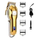 DAXXIN Hair Clippers, Full Metal Hair Trimmer for Men Beard Trimmer Professional Hair Clipper Electric Razor Rechargeable Hair Cutting Machine(Gold)