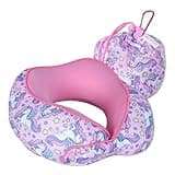 SKYTRAX® Certified Kids Safe Memory Foam Travel Neck Pillows for Kids and Toddlers, Cute Cartoon Design, Car Seat & Airplane Head Neck Support, Adjustable Snap Buttons, Washable Soft Cover (Unicorn)