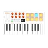 25 Key Wireless MIDI Keyboard Controller Pads, Bluetooth Portable USB with 16 Drum 8 Assignable Knobs Keyboard