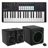 Novation Launchkey 37 MK4 MIDI Keyboard Controller Bundle with Mackie CR5BT Bluetooth Monitors, CR8SBT 8-Inch Subwoofer, and 2 TRS Cables — Three-Octave 2.1 Studio for Music Production, Beat Making