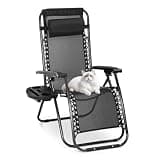 Pazidom Zero Gravity Chair with Cup Holder & Removable Pillows, Adjustable Reclining Camping Lounge Chair Patio Chairs Folding Recliner for Camping, Beach, Lawn, Poolside, Black