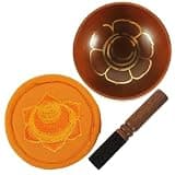 GANAZONO Copper Tibetan Singing Bowl with Mallet and Orange Cushion for Meditation and Mindfulness Relaxation Yoga Prayer Instrument