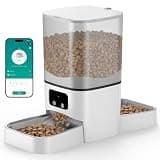 Automatic Cat Feeder for 2 Cats, 6L/25 Cup Large Capacity WiFi Pet Feeder with 2 Stainless Steel Bowls, Dual Power Supply, APP Control, 10s Voice Recorder, Timed Dry Food Dispenser for Multiple Pets