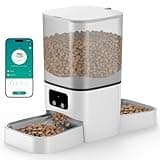Automatic Cat Feeder for 2 Cats, 6L/25 Cup Large Capacity WiFi Pet Feeder with 2 Stainless Steel Bowls, Dual Power Supply, APP Control, 10s Voice Recorder, Timed Dry Food Dispenser for Multiple Pets