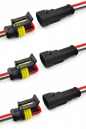 MOAYZRO 4 PCS 2 Pin Waterproof Connectors, 20 AWG 2 Wire Electrical Connectors, 12V Male and Female Wire Connector, Quick Disconnect Connector, Electrical Plug for Car, Truck, Boat (Black)